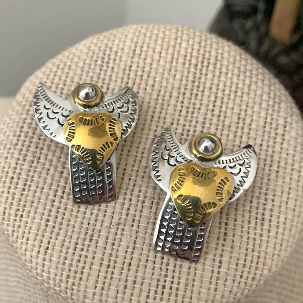 Angel Navajo Sterling Silver Aztec Earrings